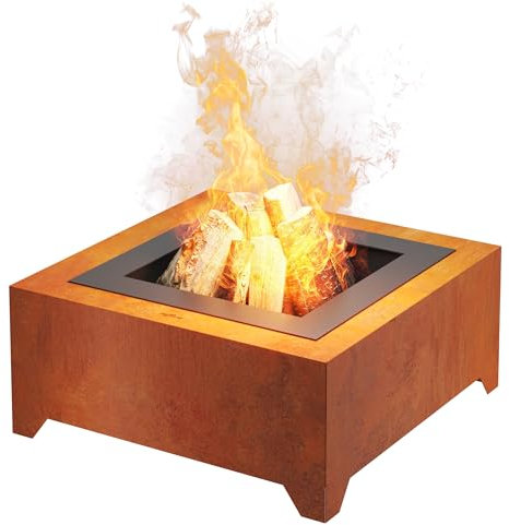 OutFire Brasero de jardin 70 cm, Corten 700 Square, Bracere d'extérieur, Brasero pour jardin, balcon, terrasse, camping. Fabriqué en acier Corten de haute qualité