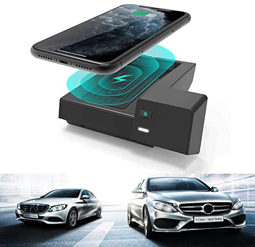 Wireless Car Charger for Mercedes-b-enz C-Class GLC 2020 2019 2018 2017 2016 Center Console Accessory Panel, 10W Qi Quick 3 Coil Charger for All Qi Phone
