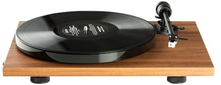 Pro-Ject E1 BT, Plug & Play Einsteiger Plattenspieler mit MM Tonabnehmersystem, BT Sender, schaltbarer Phono Vorstufe und elektronischer Geschwindigkeitsänderung (AT3600L, Walnuss)