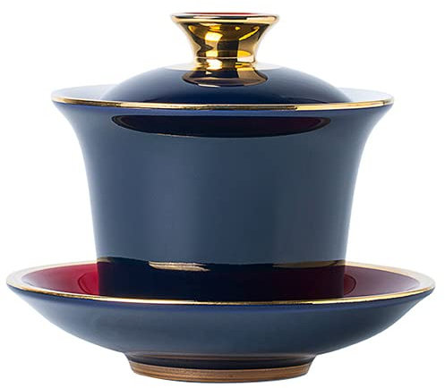 CTRSM Chinesische Teetassen, Chinesische traditionelle Gaiwan, Kung Fu Teeschale, 150 ml chinesische Teeschale Keramik Gaiwan handbemalte Deckelschale Kung Fu Tee-Set Terrine