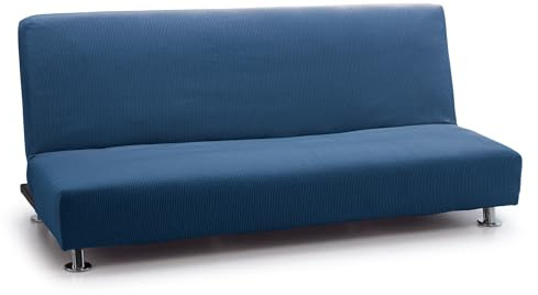 FAVERTI® Funda Elástica Sofá Cama Click Clack Tres Plazas | Modelo Reale | Azul | Funda Sofá Cama Universal | Protector de Calidad de Tejido Jacquard Tacto algodón