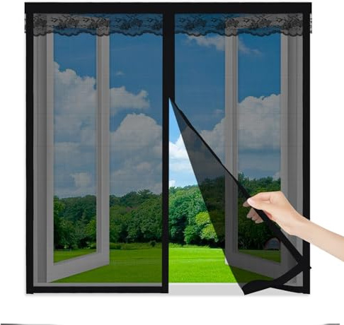Magnetic Window Screen 120x130cm,Easy-to-Install Magnetic Fly Screen for Windows, Magnetic Mesh Curtain Mosquito Net, Hands-Free Closing Magnets,Suitable for All Types of Windows,Black