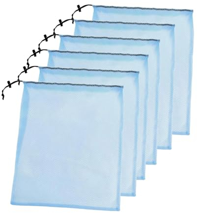 Amagogo 6X Netztaschen, Tauchtaschen, Leichter Netzbeutel, Sporttasche, gewellte Taschen, Kordelzug-Netztaschen für Reisen, Muschelsport, Gemischte Farbe zufällig