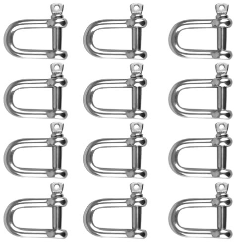 12 pezzi Grillo di Ancoraggio, Grillo a D, Grillo a D M4 in Acciaio Inox, Grillo a D in Acciaio Inox 304, Grillo Dritto a D, Portante Tipo D Grillo, per Catena di Cavi di Sartiame