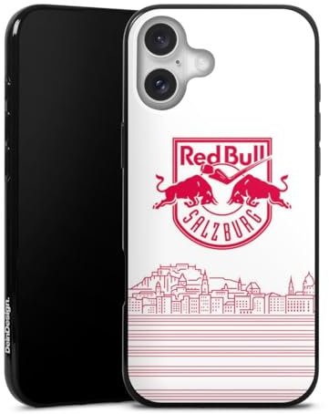 DeinDesign Silikon Hülle kompatibel mit Apple iPhone 16 Plus Case schwarz Handyhülle Eishockey Skyline EC Red Bull Salzburg