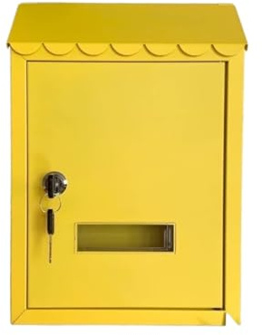Wall Mounted Mailboxes for Outside,Mailboxes for Outside Wall Mount,Mailboxes & Accessories, Letterbox Posts Wall Mount Mailboxes Package Lockers Galvanized Steel Mail Drop Collection Boxes(Yellow)