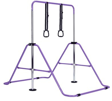 LN COZY CORNER Gymnastics Bar with Mat, Adjustable Kids Gymnastics Equipment for Home, Training Kip Bar with Non-Slip Base, 5 Height Levels 31.5-51.2, Gym Bars for Children, Easy Assembly Design