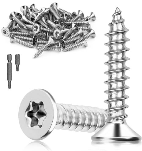 Mbsomnus 110 Stk M4 Holzschrauben Torx M4x25 mm Schrauben Edelstahl A2 V2A | M4 Senkkopfschrauben, DIN7991, Edelstahlschrauben Holz, Vollgewinde, Spanplattenschrauben, Blechschrauben für Möbel Reparatur