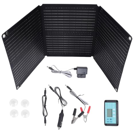 ycezw Chargeur de batterie solaire de voiture, chargeur solaire pour panneau de générateur 200 W | Support automatique pliable étanche flexible pour extérieur, camion, bateau, voyage