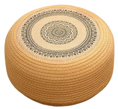 Générique Bodenkissen, handgeflochten, aus Jute und natürlicher Baumwolle, Durchmesser 40 cm oder 50 cm, Höhe 20 cm, hochdichter Schaumstoff, dreilagig, für Meditation, Wohnzimmer, Schlafzimmer, Bay