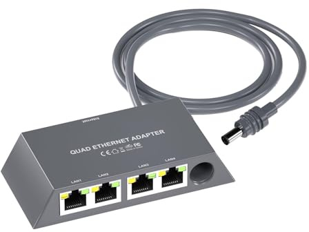 Bewinner Gigabit -Ethernet -Splitter 1 Bis 4, 1 Gbit/S Hochgeschwindigkeits -LAN -Splitter, Multi -Ports Satellite -Ethernet -Adapter für Kabelgebundene Externe Netzwerk