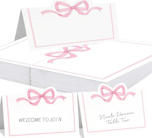 100 Stück Tischkarten Hochzeit,BetterJonny Namensschilder Hochzeit Tischkarten Geburtstag Namensschilder Tisch für Konfirmation Kommunion Taufe Feier (Schmetterlingsknoten-A)