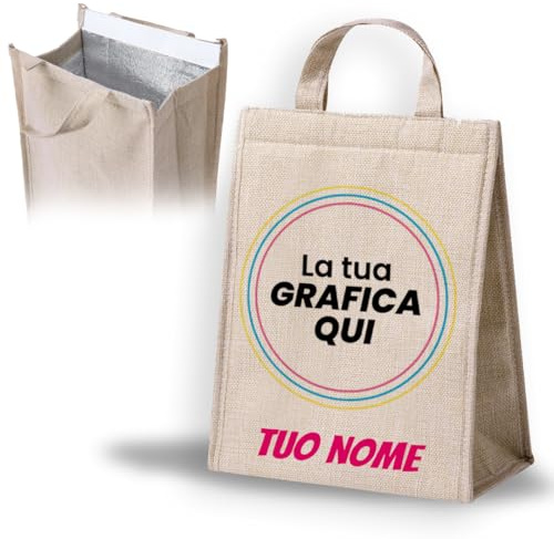 Portamerenda Portapranzo termica frigo personalizzato con nome e grafica - Interno alluminio termoisolante. Contenitore per alimenti Caldo/freddo. Per asilo, scuola, università, pausa pranzo lavoro.