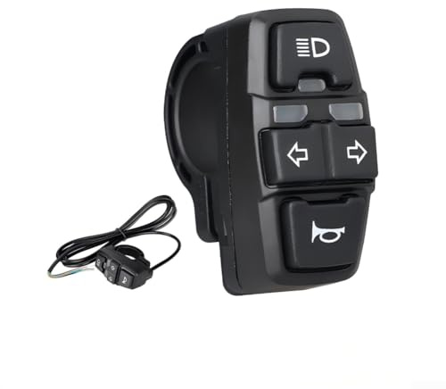 Multifunktionaler Motorrad-Lenkerschalter für E-Bike-Lampe für Hupenknopf mit Blinker-Steuerung, passend für 22-mm-Lenker für Elektrofahrzeuge und für Motorräder