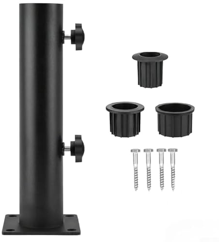 ZWEquipint Kit de base de parasol d'extérieur avec construction en fer pour un soutien stable, compatible avec les parasols de jardin dans les styles traversants et non traversants, noir (via type 1)