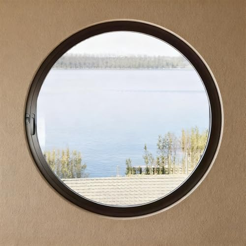 Finestra Seminterrato,Rotonde,Finestra di ventilazione,360° Funzione Girevole,Per Cucina,Soggiorno,Bagno E Ripostiglio(Black,100cm/39.4in)
