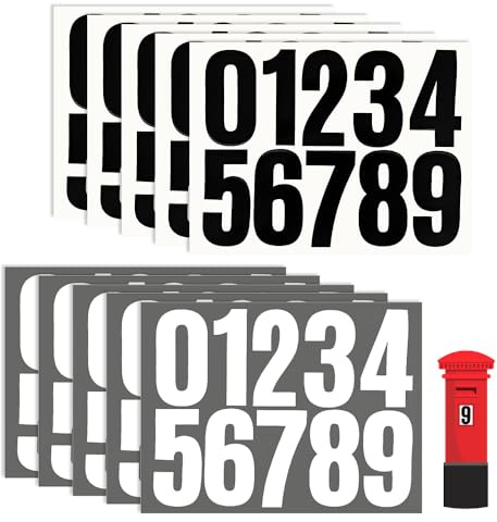 HMCEY 10 Feuilles Autocollant Numero,Chiffres Adhesifs Autocollants Poubelle,Sticker Chiffres Imperméable,Stickers Numbers Noirs et Blanc,Autocollants Numéroté Décoratifs pour Boîte et Signalisation