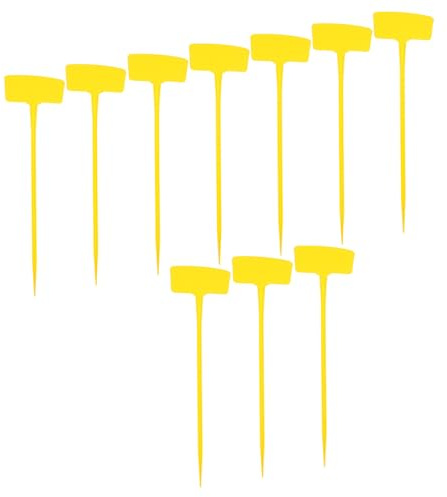 VALICLUD Lot de 10 Panneaux de Jardin en Plastique Jaune 40 CM Piquets Inclinés Étiquettes Décoratives Résistantes aux Intempéries pour Marquage Plantes Extérieur et Organisation Jardin