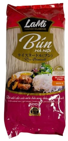 Hiep Long Lami Kleine Getrocknete Vietnamesische Reisnudeln, 100% Klebreis, Ohne Zusatzstoffe, 500g Packung, Glutenfreie Vermicelli für Pho, Suppen & Pfannengerichte (5 Stück)