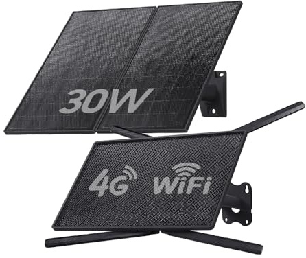 SHIWOJIA 30 W routeur 4G LTE solaire, rallonge WiFi externe, répéteur de signal avec SIM, portée WiFi 50 M, IP66 étanche, autonomie prolongée 24/7, batterie de 20100 mAh