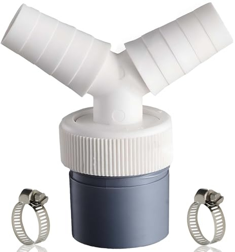 Double Sealing Y Type Hose Adapter for Washing Machines and Dishwashers, 40mm Universal Drain Hose Splitter, Leak-Proof Three-Way Connector with Hose Clamps