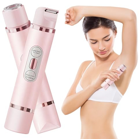 Facial Epilator for Women 2 in 1 Double-Headed Face Hair Remover Painless Easy to Clean Rechargeable Portable for Body Face (Pink)