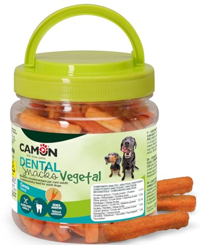 CAMON Dental Snacks Vegetal - Carotine Croccanti - Snack Vegetale per Cani Adulti con il 94% di carota - Premietti 4cm - Gluten free formula - 150g