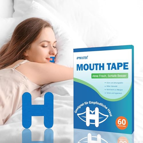 Ruban de bouche pour le sommeil, ruban de bouche de sommeil de 60 pièces, aides au ronflement, aide à arrêter le ronflement et développe des habitudes respiratoires nasales (indigo)
