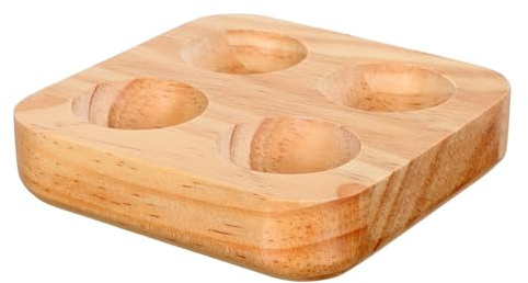 Healeved Portauova in Legno Massello Doppia Serie 4 Fori, Supporto per Uova da Cucina Compatto e Stabile, Contenitore per Conservazione Uova Domestico da Tavolo