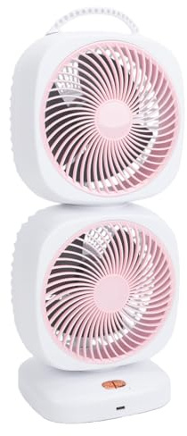 Oreilet Doppelkopf-Schreibtischventilator, Zweischichtiger Tragbarer Elektrischer Bodenventilator, Luftzirkulator, der Kleine Turmventilatoren Kühlt, Persönliche Tischventilatoren