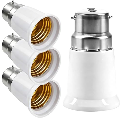 sumue 4PCS B22 to E27 Socket Converter, Bayonet to Screw Bulb Adapter