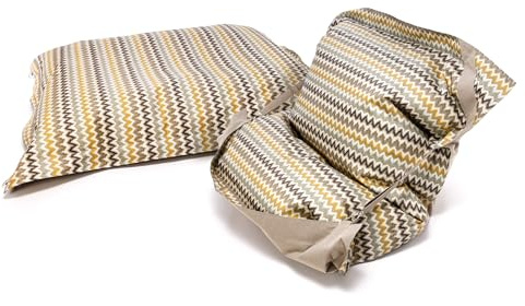 Ecopuf – Sittsäck xxL – Bean Bag – Sittsäck med Fyllning – Stort Golvkudde för Inomhus- och Utomhusbruk, Zickzackmönster, Vattenavvisande, 135(B) x170(L) x170(H) cm, 5kg, Pillow Classic Outdoor Gul