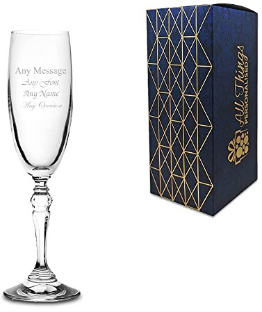 Personalised Engraved Champagne Charleston Flute 6oz (17cl) 21st Birthday Gift Anniversary Wedding
