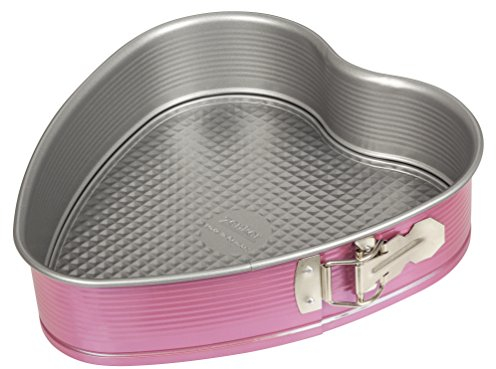 Zenker Creative studio - Stampo per dolci a forma di cuore, con fondo piatto, rivestimento antiaderente, colore: rosa, argento; quantità: 1 pezzo