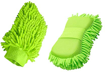 Happyit Waschhandschuh Microfaser, 2 PCS Car Waschmaschine Autowäsche Handschuh Microfaser Chenille Wäsche Mitt Reinigung Wäsche Mitt Microfaser Schwamm Stoff