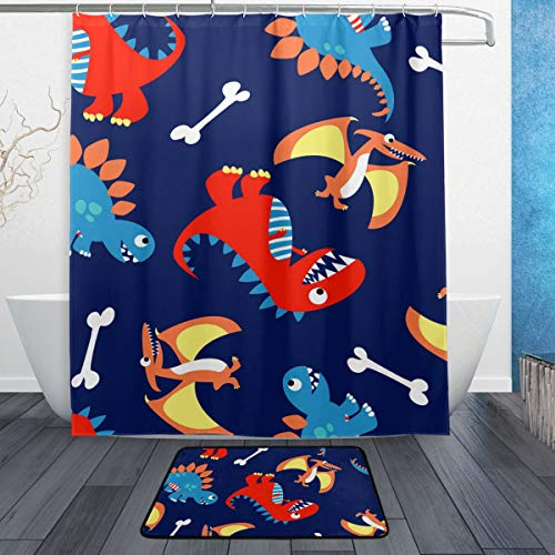 hengpai Decor Rick und Morty Barthroom Vorhang für die Dusche Teppich Set Wasserdicht Polyester 152,4 x 182,9 cm mit Haken Badteppich 60x72 Multi4