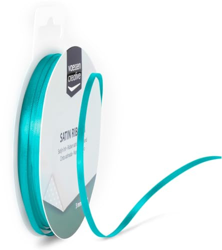 Vaessen Creative Satinband 3mmx10m Turquoise Blau, Schleifenband, Dekoband, Bänder zum Basteln, Stoffbänder für Hochzeit, Taufe Und Geburtstagsgeschenke