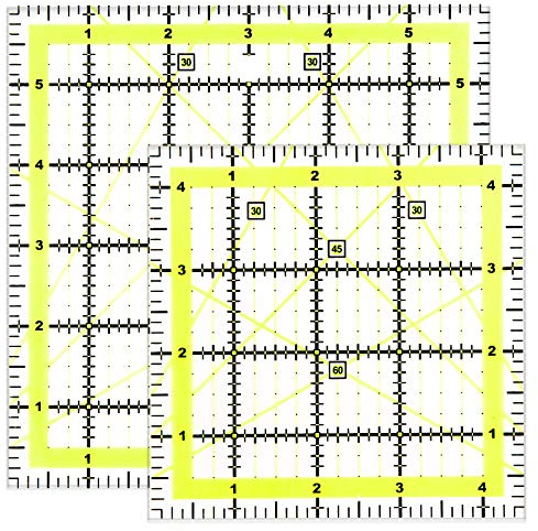 Kuppt 2 Stück Univeral Quilten Lineal, 11.5cm und 15.2cm Nähen Lineal, Patchwork Lineal, Schneider Lineal, Transparent Basteln Lineal für Nähen & Quilten