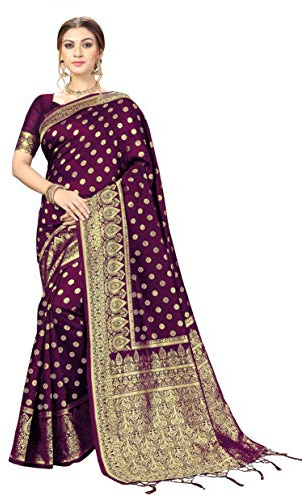 Nivah Fashion Women's Kanjivaram Banarasi Art Silk Saree with Blouse Piece (US.S11-Purple)
