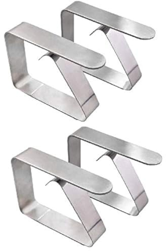 Aliotech 4pcs Stainless Steel Silver Thickened Strong Cloth Clip Tablecloth Clamp Holder Table Cover Clamps Table Cloth Holder Table Cloth Clips Holder