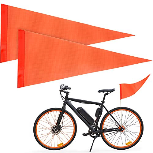 Breling 2 Pieces Replacement Safety Flag Pennant High Visibility Bike Safety Flag with Pole Tear-resistant Waterproof Bicycle Decor for Bicycle Electric Car Outdoor Tent(Orange)