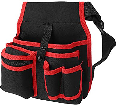 Maizoon Elektriker Hüfttaschen mit Gürtel Taille Pocke verstellbare Schnalle,Multifunktionale Wasserdichte Hardware Schraubenschlüssel Schraubendreher Werkzeugtasche,Oxford-Gewebe,UH10 Rot