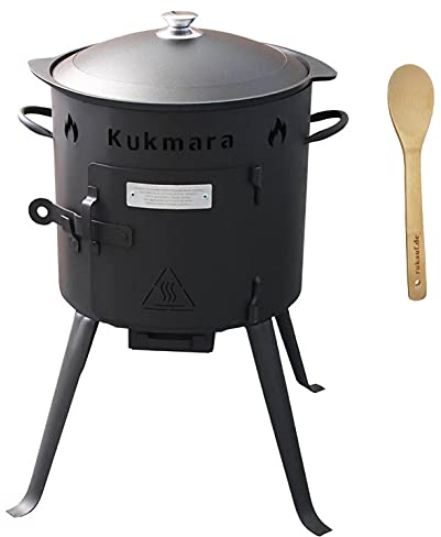 Set Utschak, 37 cm + 9 Liter ANTIHAFT Kasan Kazan aus ALU + Löffel/Feldküche Gulasch-Kessel Feuer-Ofen Outdoor