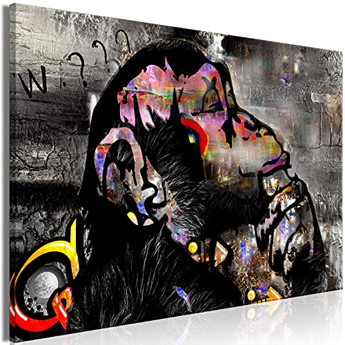 murando - Akustikbild AFFE Bilder Akustikschaum Hochleistungsschallabsorber Schallschutz Leinwand 1 tlg Wandbild Raumakustik Schalldämmung Banksy Tier Textur bunt Abstrakt