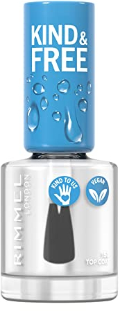 Rimmel London, Top Coat Smalto KIND & FREE, Formula Delicata a Base Vegetale, Rinforzante, Cruelty-Free e Vegano, 150 Top Coat