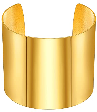 FOCALOOK Armreif Gold Armspange Edelstahl Damen 60mm breit Manschette Armband Freundschaftsarmband Oberarm Schmuck Dupes