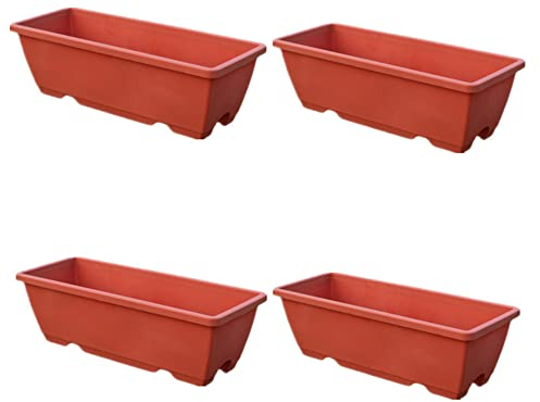 Ailovone 4er Blumenkasten Set Blumenkasten für Europalette Paletten Blumenkasten Paletten aus Kunststoff Paletten aus Kunststoff Balkonkasten Einsatz passend für Blumen Kräuter und Früchte (rot)