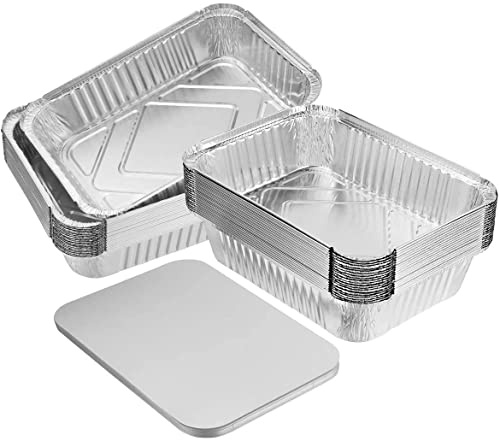 Matangi Plus [Pack of 100] Aluminium Medium Foil Trays 14 x 12 x 5 cm (No.2), Catering Trays, Takeaway Foil Food Storage Containers for BBQ, Cooking, Baking, Broiling and Roasting