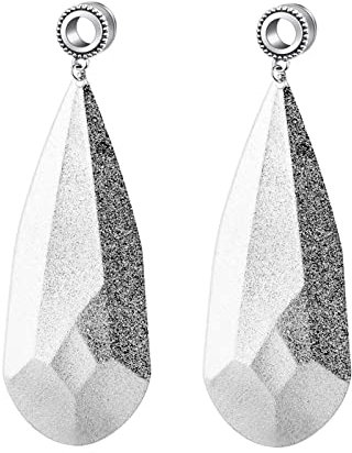 Ohr Plug Vintage, Tunnel Silber 16mm 2 Stück Edelstahl Silberner Tropfen Anhänger Ohrtunnel für Männer und Frauen