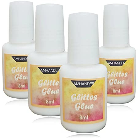 Rogimuma Hautkleber für Glitzertattoos - 8ml Glitter Glue Pinselflasche, Wasserlöslich Glittertattoo-Kleber, Ideal für Halloween, Karneval, Motto-Party, Kostüm-Events & Make-up Artists (4Pcs)